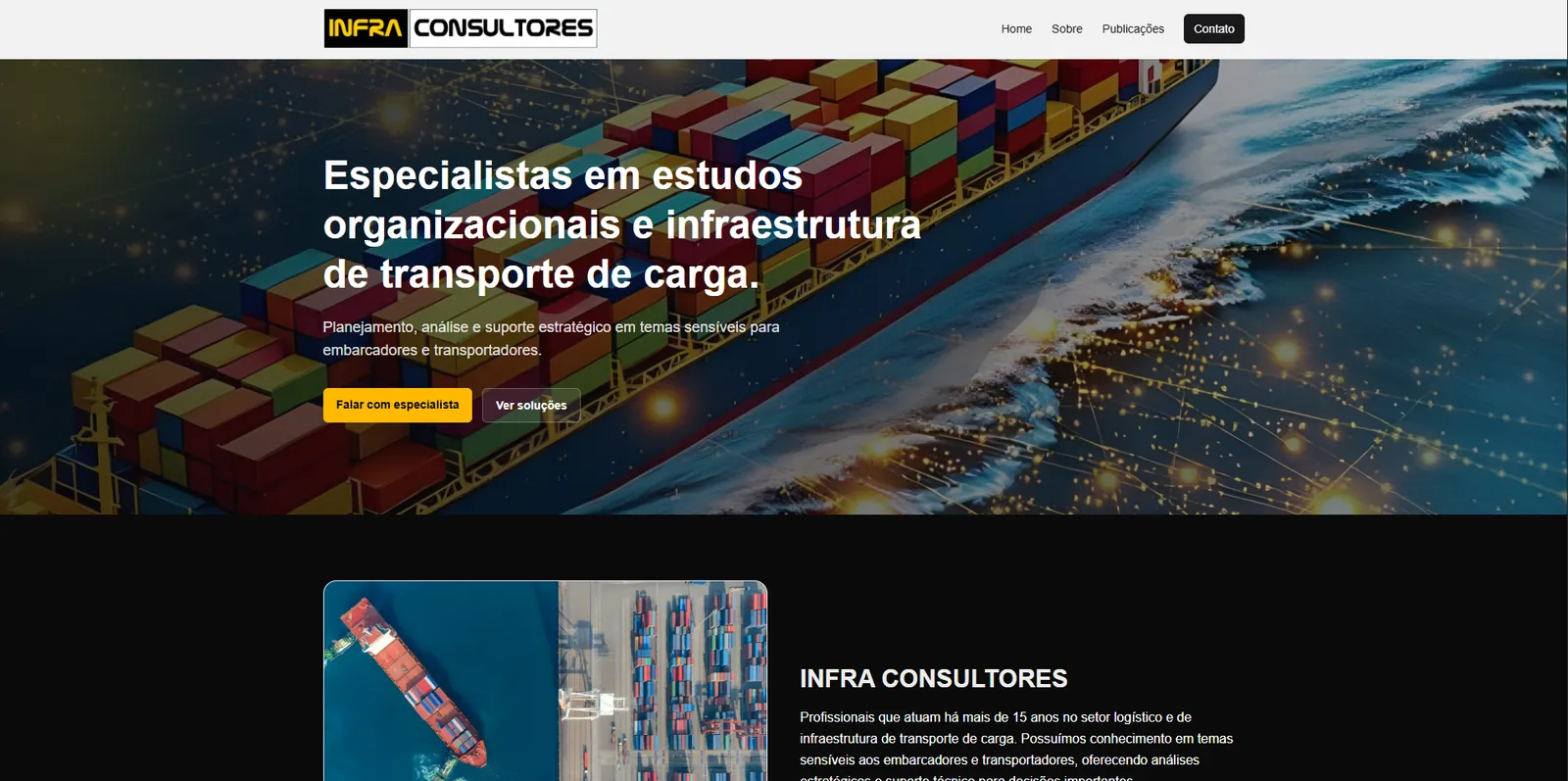 Website institucional da Infra Consultores em tela desktop